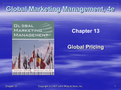 GLOBAL POLICY AND PRICING DECISIONS II