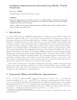 1 Introduction 2 Exponential Tilting and Saddlepoint Approximations