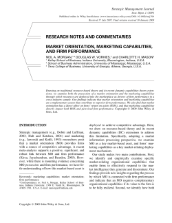 Market Orientation, Marketing Capabilities, and Firm Performance