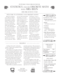STATISTICS AND/OR DISCRETE MATH WITH MRS. BELIN
