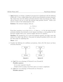 CSC321 Winter 2017 Final Exam Solutions 1. [2pts] Suppose you