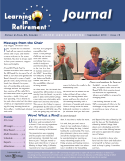 Message from the Chair Wow! What a Find! By Janet Stangvik