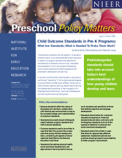 Child Outcome Standards in Pre