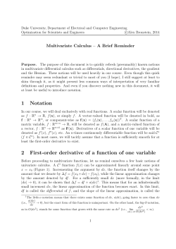 1 Notation 2 First-order derivative of a function of one