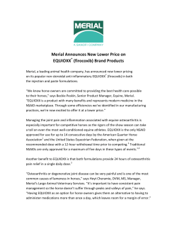 Merial Announces New Lower Price on EQUIOXX&reg; (firocoxib) Brand