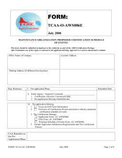 AMO proposed Certification Schedule of Events