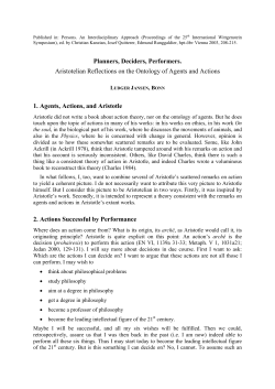 Planners, Deciders, Performers. Aristotelian Reflections on the