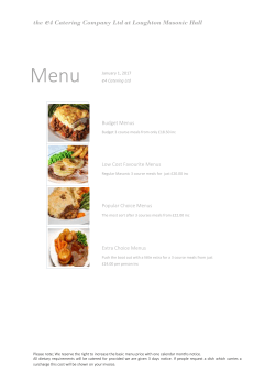 Extra Choice Menus - Loughton Masonic Centre