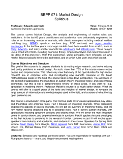BEPP 971: Market Design Syllabus