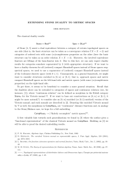 EXTENDING STONE DUALITY TO METRIC SPACES The classical