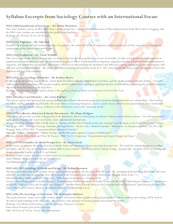 Syllabus Excerpts from Sociology Courses with an - Sociology