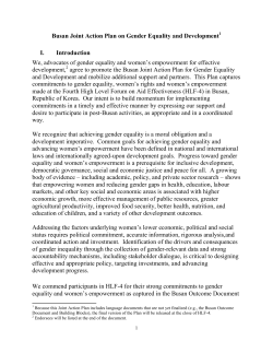 Busan Joint Action Plan on Gender Equality and Development I