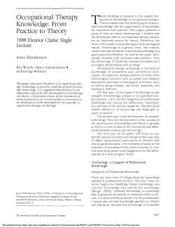 Occupational Therapy Knowledge: From Practice to Theory
