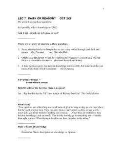 Lec 8 2k4 Faith or reason