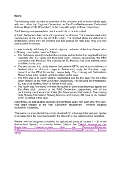 Matrix The following table provides an overview of the countries and