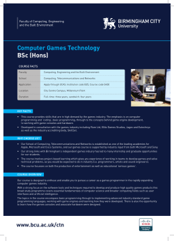 Computer Games Technology BSc (Hons)