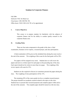 FM 357910 &ndash; Seminar in Corporate Finance