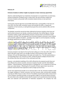 February 19 Emissions Analytics to deliver insight on proposals to