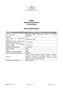 BEBA Behavioural Based Forwarding Deliverable