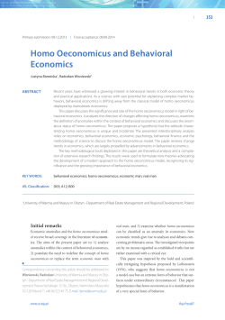 Homo Oeconomicus and Behavioral Economics
