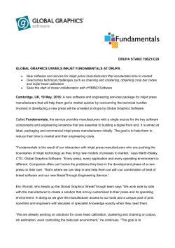 DRUPA STAND 70B21\C20 GLOBAL GRAPHICS UNVEILS INKJET