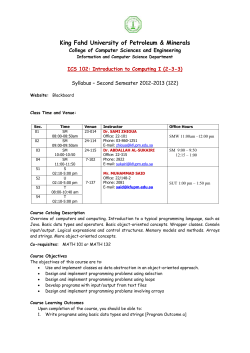 ICS 102 (Term111- Fall 2011) Syllabus