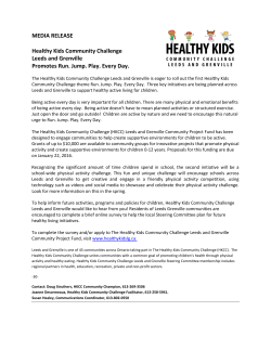MEDIA RELEASE Healthy Kids Community Challenge Leeds and