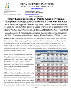 SIENA RESEARCH INSTITUTE Hillary Leads Bernie By 21 Points