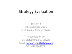 Analyzing alternative Strategies and Strategy Choice