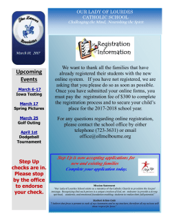 March 10, 2017 - Our Lady of Lourdes