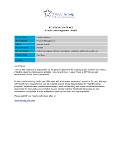 POSITION CONTRACT Property Management Level I