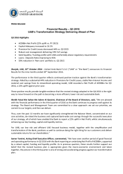 United Arab Bank (P.J.S.C.) Press Release on the Financial Results