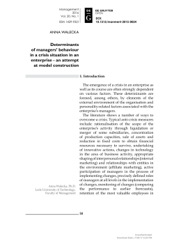 Determinants of managers` behaviour in a crisis situation in an