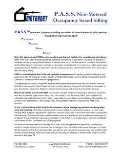 PASS Non-Metered Occupancy based billing