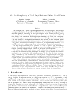 On the Complexity of Nash Equilibria and Other Fixed Points