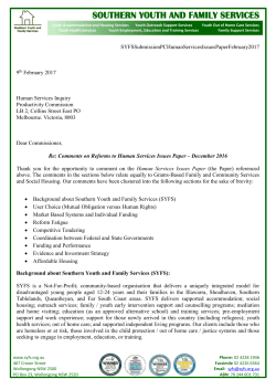 SYFS - Productivity Commission