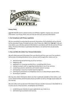 Privacy Policy - The Greensborough Hotel