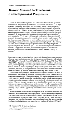 Minors` Consent to Treatment: A Developmental Perspective