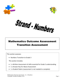 Answer Key &ndash; Numbers Transition Assessment