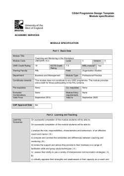 Coaching and Mentoring module specification