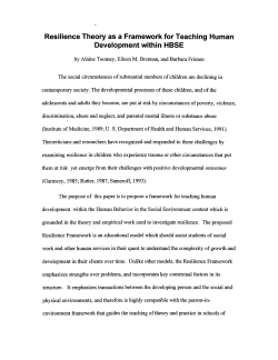 Resilience Theory as a Framework for Teaching
