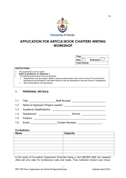 R9 Application for Article Writing Workshop