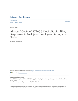 Missouri`s Section 287.865.5 Proof of Claim Filing Requirement: Are