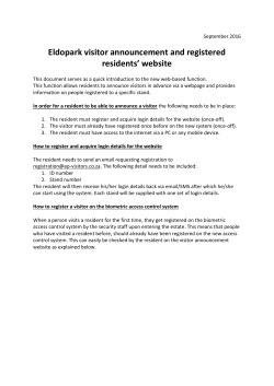 Eldopark visitor announcement and registered residents` website