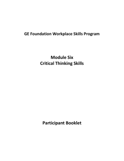 Module Six Critical Thinking Skills Participant Booklet