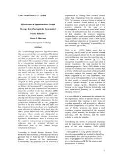 Effects of Operationalized Gestalt Therapy Role