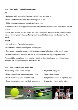 Hutt Valley Junior Tennis Player Etiquette Do &bull; Be honest with your