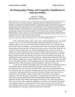 On Demographic Change and Competitive Equilibrium in American