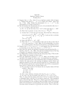 Math 661 Algebraic Number Theory Problem Set 4 (1) Suppose that