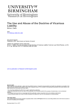 The Use and Abuse of the Doctrine of Vicarious Liability